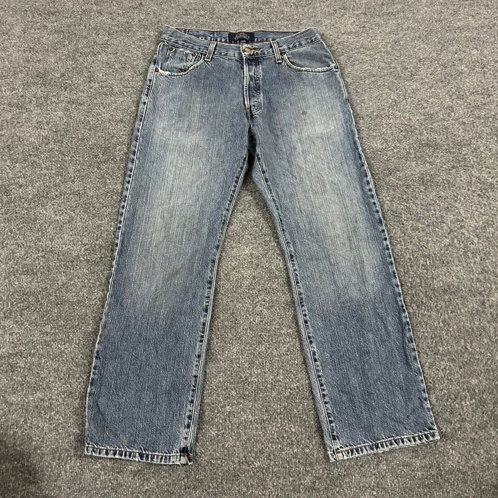 Levi Strauss Jeans Mens Size 29x30 Blue Low Straight Cotton Distressed Frayed